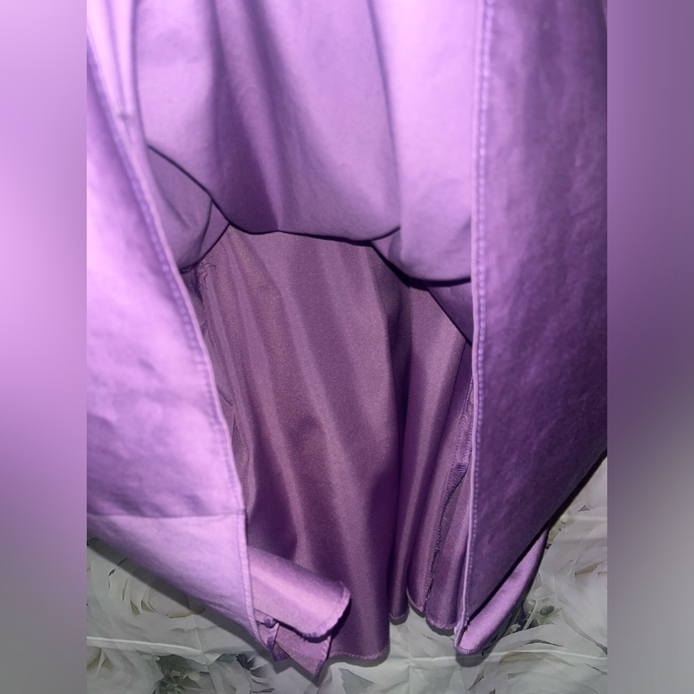 David’s Bridal short cotton dress with y-neck and skirt pleating purple sz 8‌‌‍‍ - Picture 4 of 8